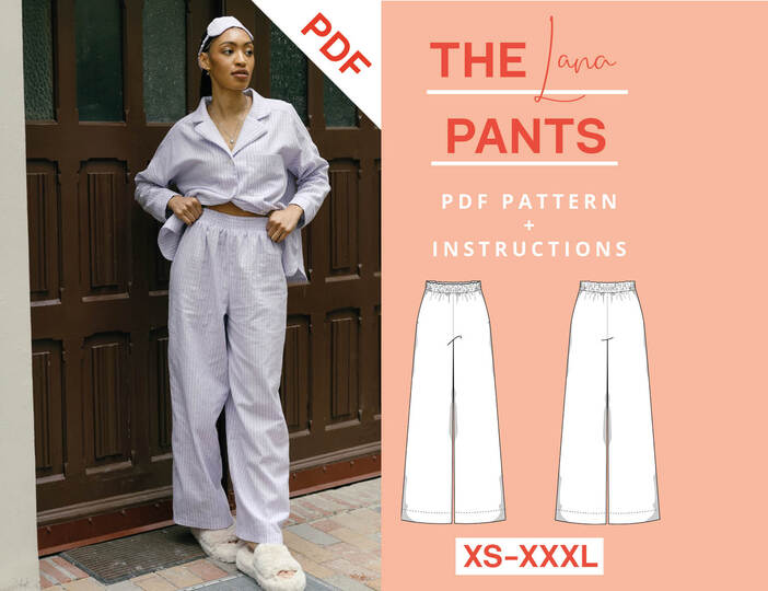 Pyjama Hose Schnittmuster Damen Weite Schlafanzug Hose Gummizug XS-XXXL