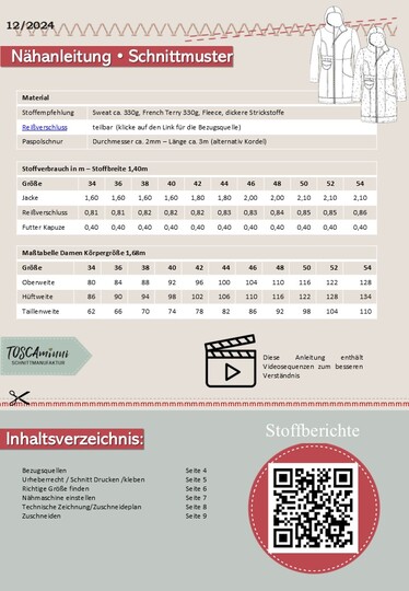 Jacke Solveig | Figurbetont | Schnittmuster | Nähanleitung Gr. 34-54