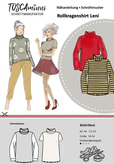 Nähanleitung Shirt Leni | Rollkragenshirt | Basic | Gr. 34-54