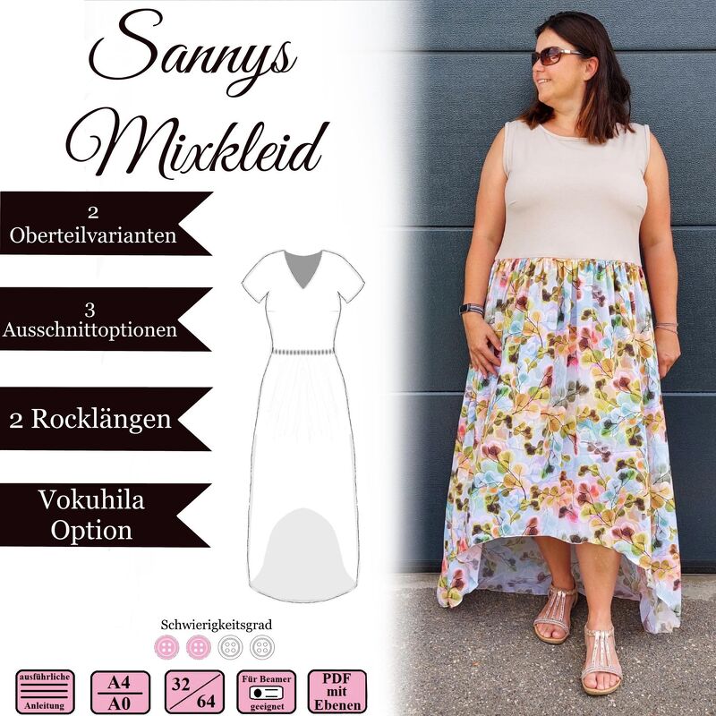 Sannys mix dress - size 32-64 - E-Book and instructions
