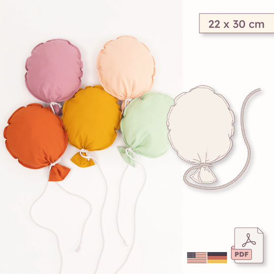 Fabric balloon sewing pattern - 22 x 30 cm
