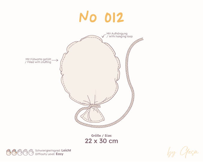 Ballon aus Stoff Schnittmuster - 22 x 30 cm
