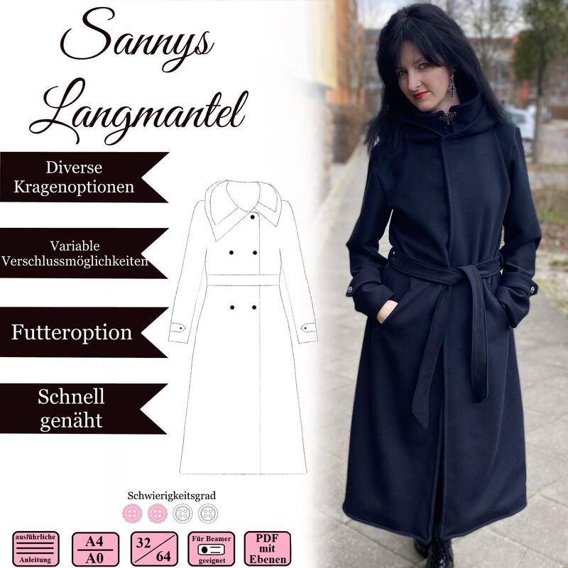 Sannys Langmantel – Gr 32-64 – E-Book und Nähanleitung