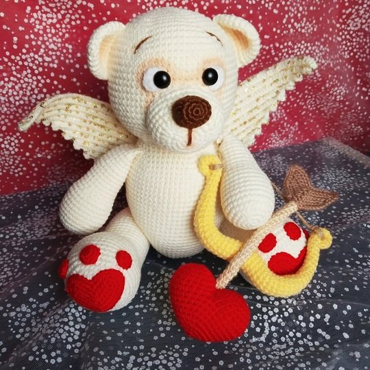 Valentine bear Crochet Pattern, Teddy Amigurumi Pattern, Cupid Bear doll