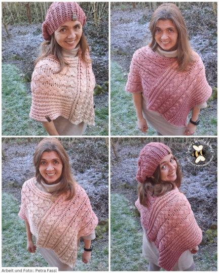 Häkelanleitung für einen Poncho im Zopfmuster "Trenzas"