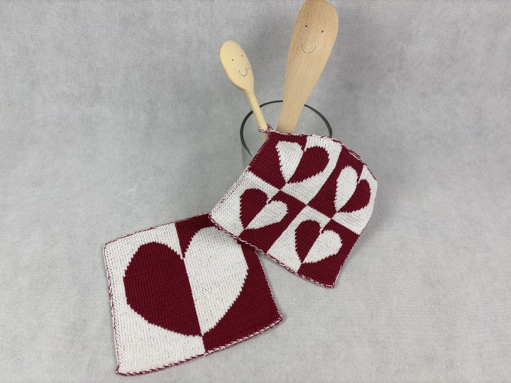 Potholders ‘Cooking Love’ – A Double Knitting Instruction