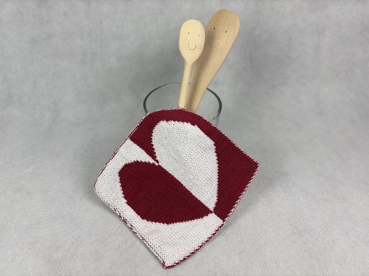 Potholders ‘Cooking Love’ – A Double Knitting Instruction