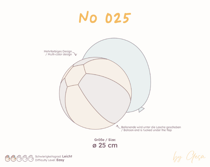 Balloon Cover Sewing Pattern - ø 25 cm