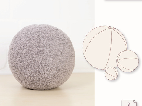 Stoffball-Kissen mit 6 Teilen - Schnittmuster Ø 15-50 cm