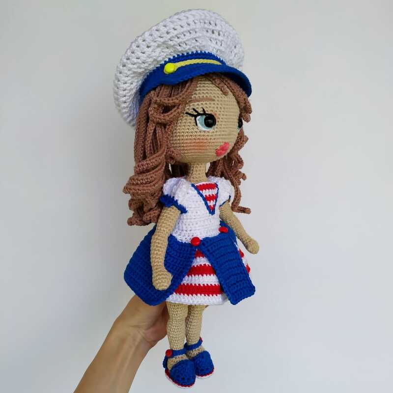 Astrid amigurumi Doll with marine clothes, crochet Astrid pattern - Image 7