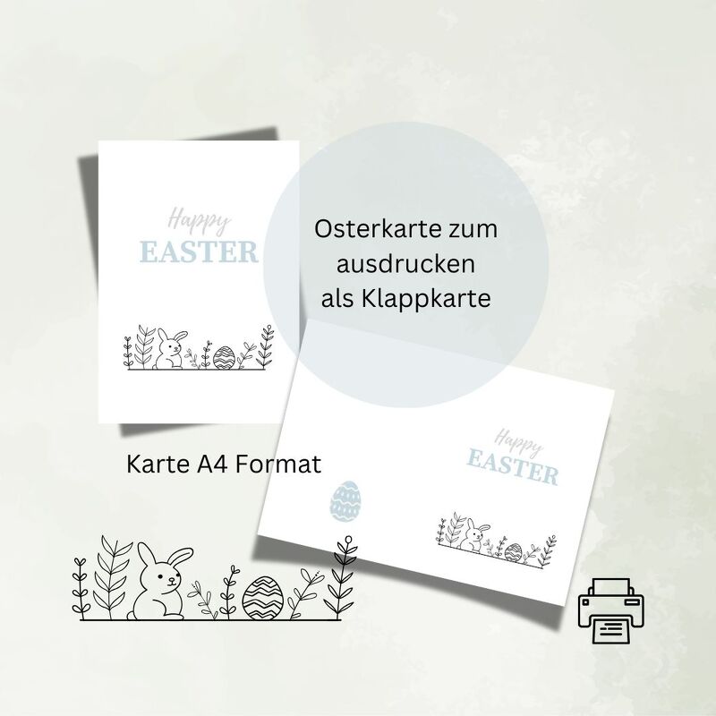 Osterkarte 3 download Ostern Karte Grußkarte A4 digitaler Sofortdownload