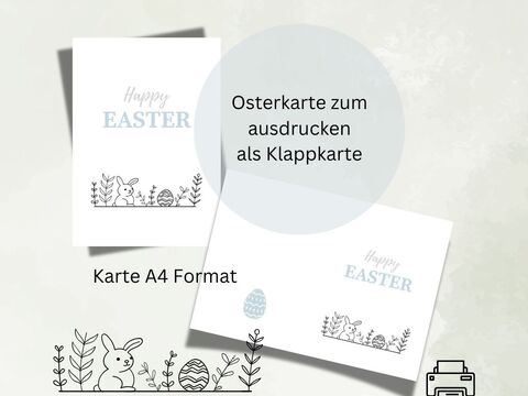 Osterkarte 3 download Ostern Karte Grußkarte A4 digitaler Sofortdownload