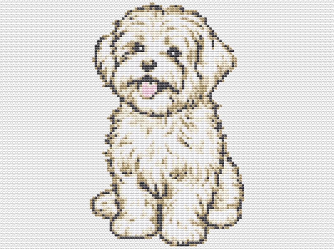 Kreuzstichvorlage Malteser Pepper, süßer Hund zum Selbersticken