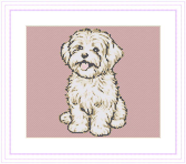 Cross stitch pattern Maltese Pepper, cute dog to embroider yourself