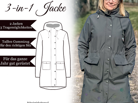 Sannys 3-in-1 Jacke – Gr 32-64 – E-Book und Nähanleitung