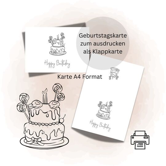 Geburtstagskarte 1 zum Ausdrucken