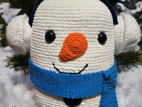 Kuschelkissen Schneemann - Häkelanleitung