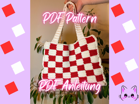 Karierte Tasche, Schachbrett Tasche, Würfel Tasche, Checkerboard bag