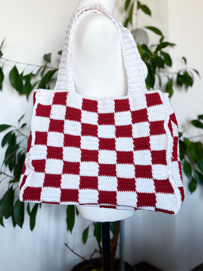 Schachbrett-Tasche | Karo-Muster im Retro-Stil | Skandi Style