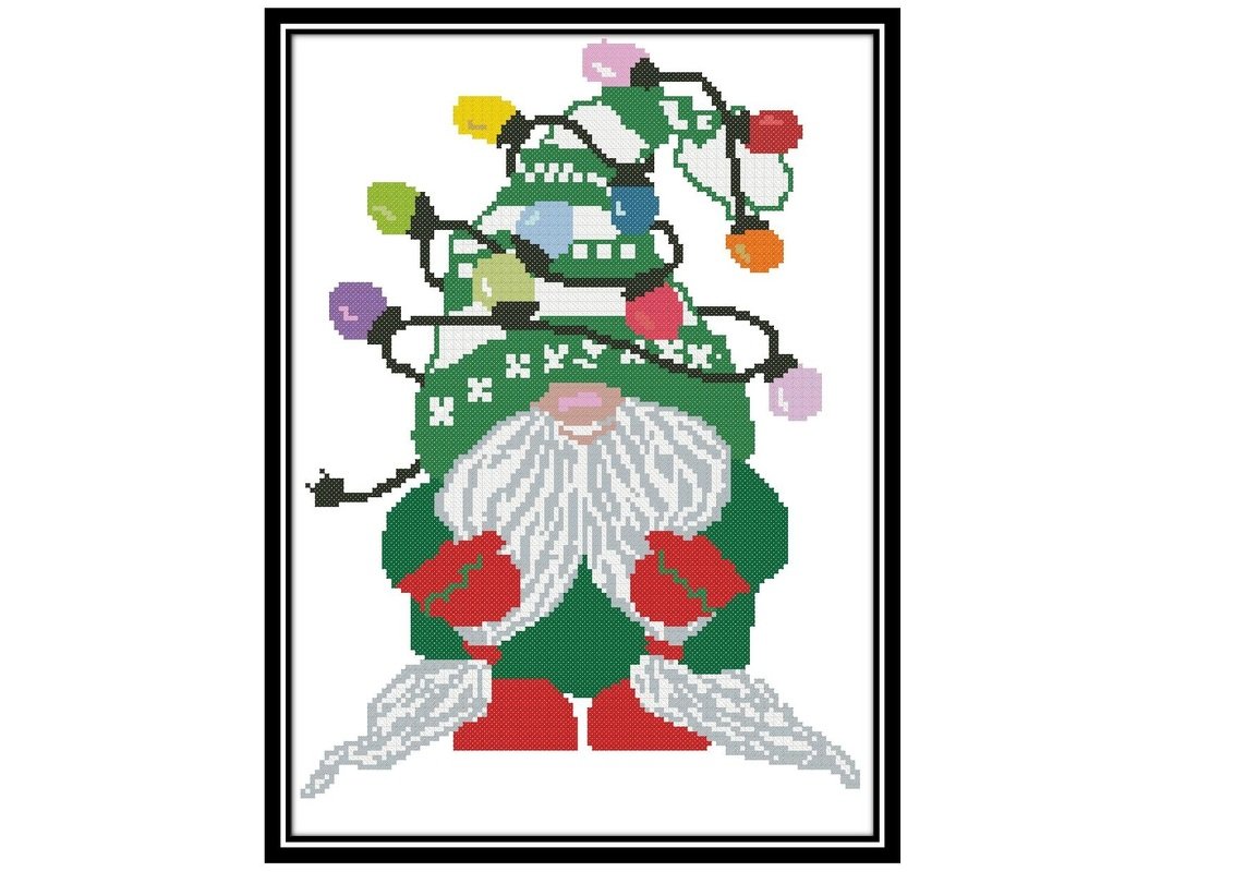 Christmas Gnomes Modern Cross Stitch Pattern