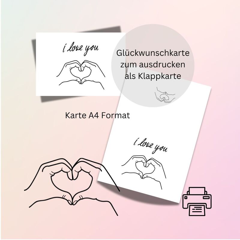 Glückwunschkarte 3 Geburtstag Karte Grußkarte Hochzeit Valentinstag ausdruc - Bild 4