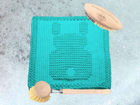 Strickmotiv „ Hase Schnuffel “ Zählmuster für Deckchen Spültuch Schmusetuch