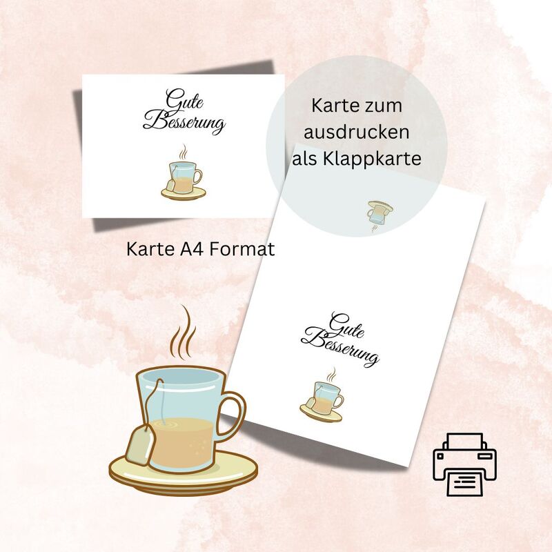 Grußkarte 4 Gute Besserung Gute Wünsche zum Ausdrucken