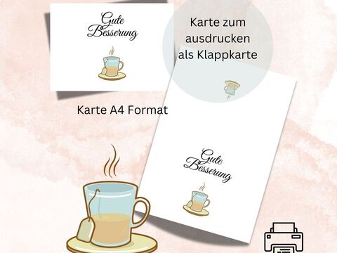 Grußkarte 4 Gute Besserung Gute Wünsche zum Ausdrucken