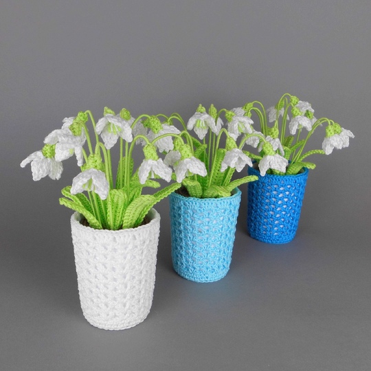 Schneeglöckchen im Blumentopf - einfach und schnell aus Wollresten