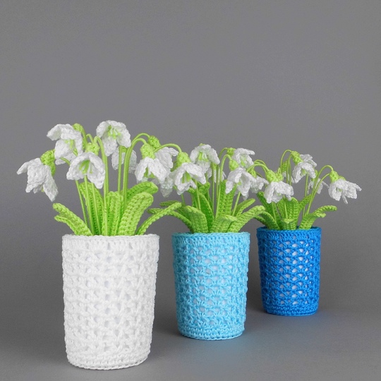 Schneeglöckchen im Blumentopf - einfach und schnell aus Wollresten