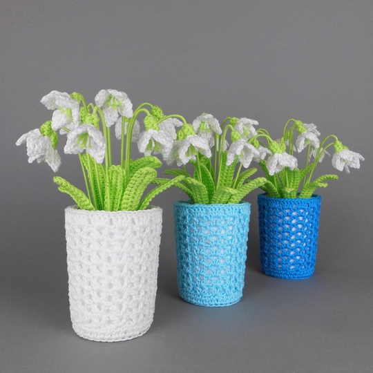 Schneeglöckchen im Blumentopf - einfach und schnell aus Wollresten