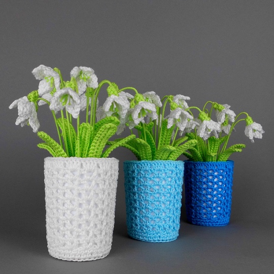 Schneeglöckchen im Blumentopf - einfach und schnell aus Wollresten