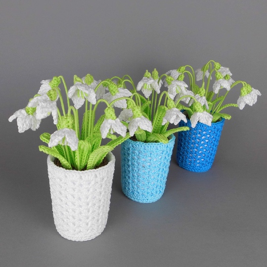 Schneeglöckchen im Blumentopf - einfach und schnell aus Wollresten
