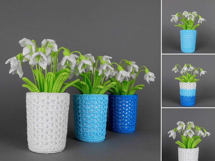 Schneeglöckchen im Blumentopf - einfach und schnell aus Wollresten