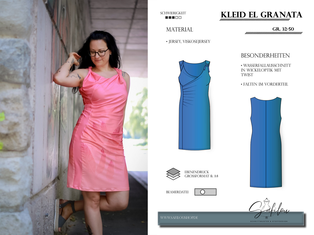 PDF-Schnittmuster Kleid El Granata – Elegantes Wickelkleid