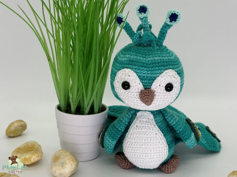 Kuschel Pfau, mini - Häkelanleitung