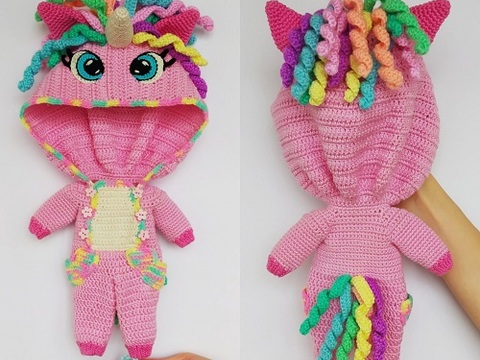 Crochet unicorn costume for the Astrid doll (30 cm/12 inch)