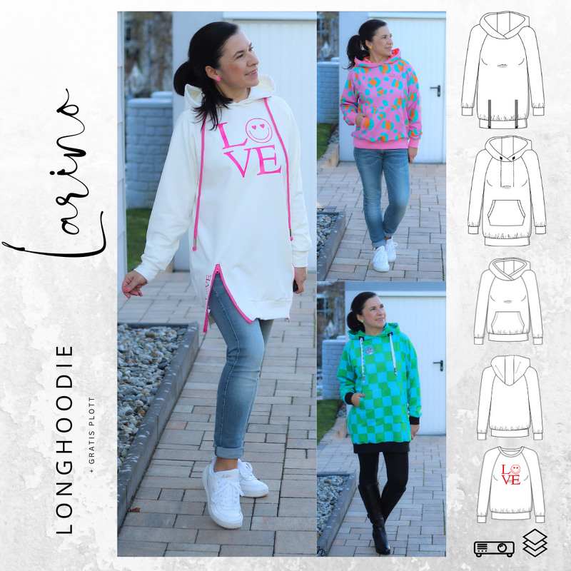 Ebook Longhoodie LARINO Gr. 32-56 inkl. gratis Plottdatei