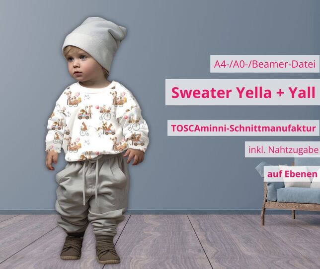 Nähanleitung mit Schnittmuster Sweater Yella + Yal Babys Gr. 62-86