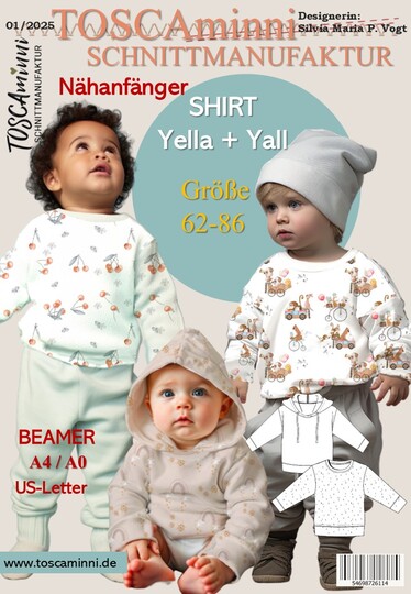 Nähanleitung mit Schnittmuster Sweater Yella + Yal Babys Gr. 62-86