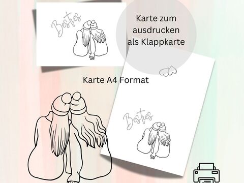 Grußkarte 6 Geburtstag Karte Freundschaft Besties Liebe Sofortdownload PDF