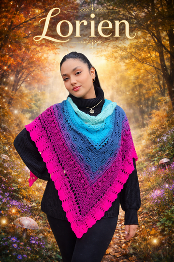 Crochet Pattern Triangular Shawl “Lorien” – with Crochet Chart