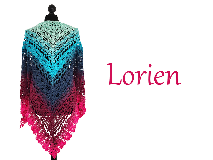 Crochet Pattern Triangular Shawl “Lorien” – with Crochet Chart