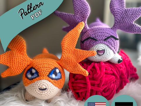 Digital Monster Geflügelte Kreatur - Amigurumi - Häkelanleitung/PDF