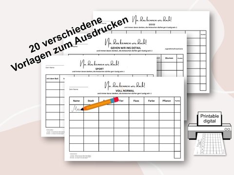 Spielvorlage für die gesamte Familie, digitaler Sofortdownload, ausdrucken