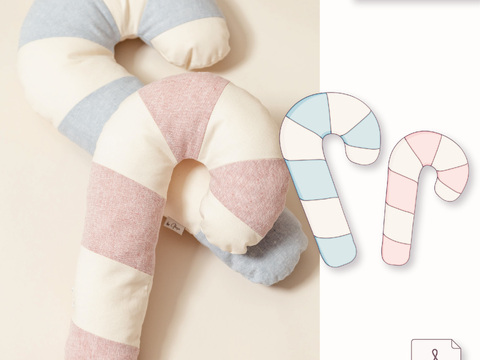 Candy Cane Pillow Sewing Pattern - 2 sizes (S-M)