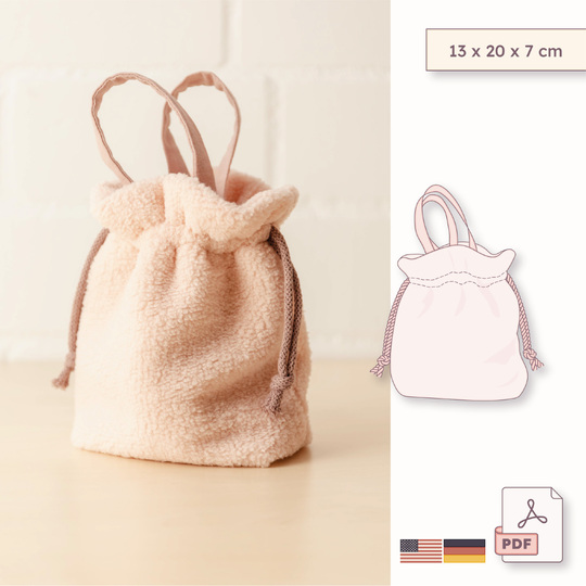 Kindertasche mit Tunnelzug Schnittmuster - 13 x 20 x 7 cm
