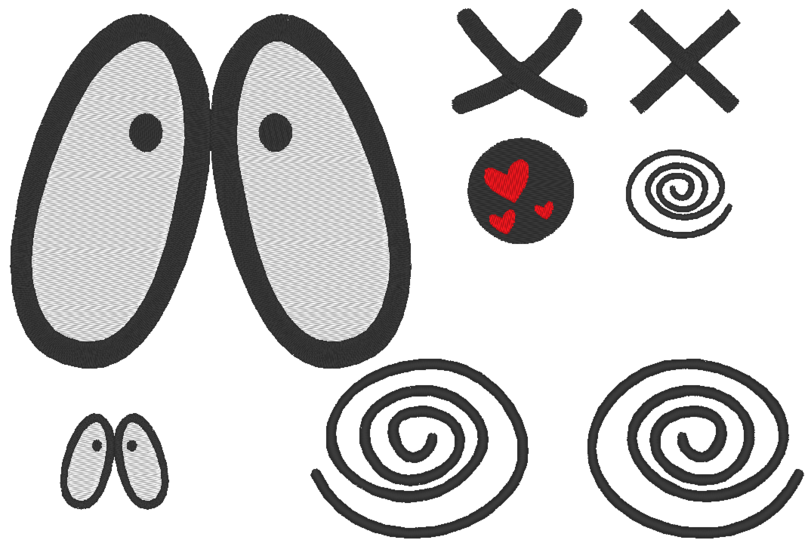 Stickdatei - Comic Augen für Kuscheltiere Kissen Bettschlagen