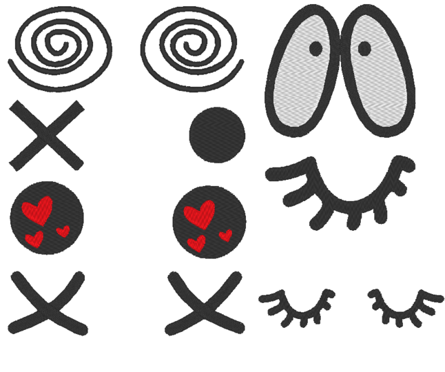Stickdatei - Comic Augen für Kuscheltiere Kissen Bettschlagen