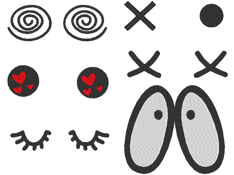 Stickdatei - Comic Augen für Kuscheltiere Kissen Bettschlagen